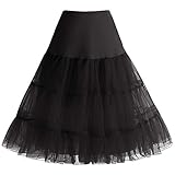 Bbonlinedress Sommerkleid Damen Petticoat Unterrock Crinoline Underskirt Reifrock Rock für 50er Vintage Cocktailkleid Black S