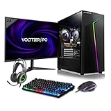 Volttier PC - Gaming-PC komplett AMD Ryzen 5 4500 6 x 3,6 GHz | Nvidia RTX 3050 6 GB | 16 GB RAM | 500 GB M.2 NVMe | WiFi 6 + Bluetooth 5.2 | Windows 11 Pro | Monitor 24 Zoll 100 Hz | Tastatur und