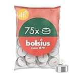 Bolsius D-light Teelichter - 75 Stück - im Beutel - Länge Brenndauer 4 Stunden - Dekorative Haushaltkerzen - Weiß - Enthält Natürliches Pflanzenwachs - Ohne Palmöl