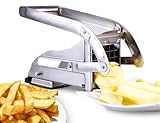 ICO Pommesschneider aus Edelstahl, Professioneller Kartoffelschneider mit 12mm und 9mm Klingen, Anti-Rutsch-Technologie, Gemüseschneider zum Einfachen Herstellen von Frischen Pommes Frites.
