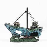 Aquarium-Dekoration für versunkenes Schiff, detailliertes Schiffswrack aus Kunstharz, sichere und langlebige Aquarium-Dekoration für Süß- und Salzwasseraquarien, verschönert die Unterwasserlandschaft,