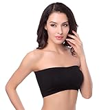 Bandeau BH ohne Träger, 1 Stück Trägerloser BH Damen, Frauen Bandeau Schwarz Basics, Nahtloser BH Tube Top Bralette, Nahtlos Trägerlos, Streetwear, für Mädchen Damen, Schwarz