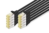 DIGITUS LAN Kabel Cat 6A - 0,25m - 10 Stück - RJ45 Netzwerkkabel - S/FTP Geschirmt - Kompatibel zu Cat-6 & Cat-7 - Schwarz
