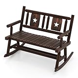 COSTWAY Gartenbank wetterfest, Schaukelbank mit Rückenlehne, Sitzbank bis 320 kg belastbar, Holzbank für 2-Sitzer, Terrassenbank aus Holz, Parkbank für Garten, Terrasse, Balkon, 111 x 85 x 89 cm