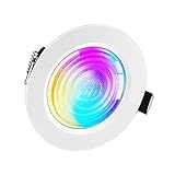 LED Einbaustrahler 12V 3W,Einbauleuchten 15mm Ultra Flach,Loch 60mm,Aluminium Deckenspots Schwarz, APP-Steuerung,WLAN LED Lampe RGBWW dimmbare mit 16 Millionen DIY-Farben, mit Fernbedienung, Weiß