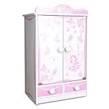 habeig XXL Kinderschrank Kleiderschrank 52 cm hoch Wandschrank Hängeschrank weiß 2 Türen Puppenschrank (Pink/Weiss 822)