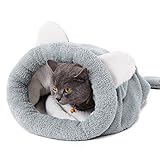 PAWZ Road Katzen Schlafsack waschbar bequem Haustier Kissen Katzenbett Kuschelhöhle aus Fleece für Katzen, Kleintiere oder Welpen Beige&Braun&Grau&Rosa