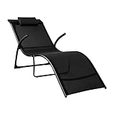 SoBuy Sonnenliege klappbar Gartenliege Relaxstuhl Liegestuhl mit Kissen Schwarz für Gärten, Höfe, Strände, Balkone Freizeitmöbel Belastbarkeit 150 kg BHT ca. 60x69x173cm OGS45-SCH