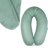 sei Design Stillkissenbezug 100% Baumwolle passend für Stillkissen XXL, Bezug für Schwangerschaftskissen, Seitenschläferkissen 190 x 30 cm, mit Reißverschluss, waschbar und Schadstoffgeprüft