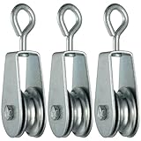 3 Stück Umlenkrolle klein Stahlseil mit Kugellager, Seilrolle für 1-6mm Seile, Verzinkter Stahl…