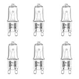 WinDerMo G9 Halogen Leuchtmittel 6 Stück, Halogen 28W 230V Dimmbar Halogenlampen, G9 Kapsel Glühbirnen Nicht Flimmern, Warmweiß Lampen 2700K für Backofenlampe, Deckenleuchten, Leuchter