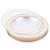 MATANA 20 Premium Plastikteller mit Goldrand, Hartplastik Teller Gold (26cm) - Plastikteller Mehrweg, Kunststoffteller, Partyteller für Hochzeiten, Geburtstage, Partys - Elegantes Party Teller
