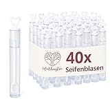 WeddingTree Seifenblasen Hochzeit Set in weiß - 40 Stück mit Herzgriff - herzallerliebst für Hochzeit Taufe Geburtstag Goldene Hochzeit Verlobung Valentinstag Gastgeschenk Party