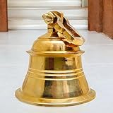 Massiver Messing-Tempel Ghanta hängende Schiffsglocke Messing Pooja indische Glocke 12,7 cm Zoll (490 Gramm) Messingglocke für Zuhause, Mandir-Dekoration, Puja-Glocke, Tür-Wanddekoration, Vintage,