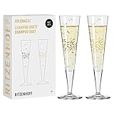 Ritzenhoff 6031003 Champagnerglas 200 ml – Serie Goldnacht Duett 2022 2x Designerstück mit Echt-Gold Made in Germany, Gold, Schwarz