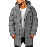 Daunenmantel Herren Lang Winterjacke Mit Kapuze Lange Winddichte Gesteppte Wintermantel Herrenmantel Parka Mittellang Freizeit Hooded Steppmantel Schwarz Winter Warme Winterparka Große Größen
