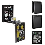 GIANTEX Wandtisch klappbar, Wandklapptisch Wandschreibtisch Holz mit Tafel, Bartisch Esstisch Küchentisch Klapptisch wandmontiert, Laptoptisch Klappschreibtisch keine Montage, für Küche Büro (schwarz)