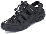 SAGUARO Damen Trekkingsandalen Atmungsaktiv Bequem Sommer Outdoor Sport Sandalen für Herren mit Geschlossene Zehe Wandersandalen Schwarz 37 EU