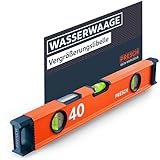 Presch Wasserwaage 40cm - Bruchfeste Weitwinkellibelle inkl. 2% Gefälle-Anzeige - Vertical-View-Funktion dank Sichtfenster - Innovative Anti-Rutsch‑Endkappen & präzisionsgefräste Messfläche