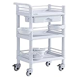 3 Etagen Regal Schönheitssalon Spa Rollwagen Wagen Mobile Storage Station Halter Servierwagen mit Schublade für Haarstyling Salon Werkzeuge Krankenhaus Büro Labor