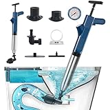 Toilettenkolben, Toiletten Pömpel Abflussreiniger Pumpe Hochdruck Pressluft Rohrreiniger mit Barometer 5 Gummiadapter Abfluss Entblocker für Bad Küche Toiletten Bodenablauf Waschbecken