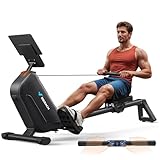 MERACH Rudergerät für Zuhause Klappbar, Automatische Widerstandseinstellun, Verbesserte 130cm Führungsschienen Sorgen für Mehr Bewegungsfreiheit, Leises Rudermaschine mit Exklusiver APP(R15B1)
