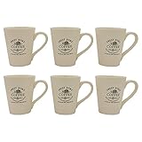 6er-Set Kaffeebecher mit Henkel SWEET HOME Ø 9 cm in Riffel-Optik im englischen Stil 250 ml Henkelbecher Kaffeetasse Keramikbecher Henkeltassen Kaffeepott Trinkbecher Bürotasse Becherset Tasse Pott
