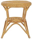 Korb-Outlet Runder Rattan-Tisch Ø 50 cm/Beistelltisch Rund/Couchtisch Rattantisch Kaffeetisch (Honig)