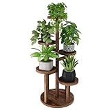 Bamworld Blumenständer Holz Pflanzenständer Pflanzenregal Outdoor Blumenregal Balkon Fensterbank 5 Etagen Garten Wohnzimmer Schlafzimmer