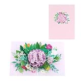 HIOPOIUYT 3D Popup Grußkarte Mit Hortensienblume Faltbare Segenskarte Aus Papier Mit Umschlag Handgefertigtes Muttertagsgeschenk