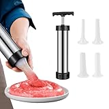 Smavles Manueller Wurstfüller, 4 Düsen, Handbetrieben, Edelstahl & PP, Hausgemachte Würste, Küchenutensilien