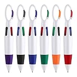 TIESOME 1,0 mm 4-in-1 Kugelschreiber Retractable, 6 Stück Shuttle Pens Multicolor Kugelschreiber mit Karabiner Schlüsselanhänger On Top für Büro Schule Zubehör Studenten Kinder Geschenk