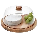 MamboCat Kai Käse- & Kuchenplatte mit Deckel I Käseglocke aus Buchen-Holz & Kunststoff I Teller mit Kuppel für Hart- & Weichkäse, kleine Kuchen oder Torte