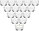 15er Teelichtgläser Set, Kerzengläser 4,5 cm Dm, Klar Teelichthalter Glas, Kerzenhalter Dekorationen, Mini Kerzenhalter Glas für Home Tischdeko, für Hochzeit, Dekorativ Kerzenglas