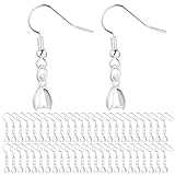 Teaaha 50 Stück Silber Ohrhaken, Ohrhaken Edelstahl Ohrring Rohlinge DIY Ohrringe Hypoallergene Ohrhaken Selber Machen Ohrring Verschlüssen Und Biegeringen Für DIY Ohrhänger Schmuckherstellun