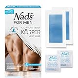 Nad's for Men Kaltwachsstreifen – 20 Vliesstreifen zur Depilation mit Warmwachs und Zuckerpaste-Alternative – Körperwachsstreifen für Männer – Intimbereich, Rücken, Brust & Beine