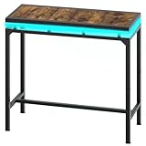 YATINEY Stehtisch, schwebender Effekt, LED-Licht mit Mehreren Farben, Bartisch, schmaler Konsolentisch, Industriestil küchenbar, für Wohnzimmer, Esszimmer, Bar, Küche, vintagebraun-schwarz XBT01CDBR
