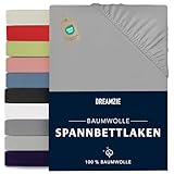 Dreamzie - Spannbettlaken 90x190/200cm - Baumwolle Oeko Tex Zertifiziert - Grau - 100% Jersey Spannbetttuch 90x190/200