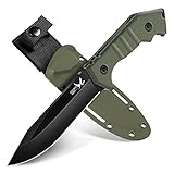 Golden Bird Outdoor messer D2 Stahl mit Kydex Holster, Jagdmesser, Überlebensmesser, Bushcraft messer, feststehendes Messer, Gürtelmesser schwarz, 3,8 mm dicker fester Kern, voller Erl