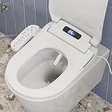 Intelligenter Smart Toilettensitz WC Bidet mit Düse, Elektrischer Dusch WC Sitz, WC Sitz mit Absenkautomatik, Dusch Funktion, Warmlufttrocknung, Einstellbarem Temperatur und Wasserdruck, Nachtlicht