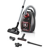 SIEMENS Staubsauger mit Beutel Z7.0 VSZ7XTRM, ideal für Allergiker, Hygiene-Filter, leise, für Parkett, Teppich, Fliesen, XXL-Polsterdüse, XXL-Fugendüse, langes Kabel, Made in Germany, 750 W, grau