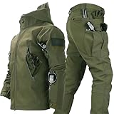 Gvqng Softshell-Jacke FüR Herren, Taktische Uniformen, Taktische Jacke Und Hose FüR Herren, wasserdichte Armee-Kampfanzug-Sets, Taktische Tarnkleidung FüR Die Jagd,08,XXL