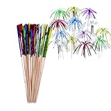 50 Stück Cocktail Feuerwerk Sticks, Getränke Feuerwerk Dekoration,Bunte Fruchtzahnstocher, Cocktailspieße, Glitzerpalmen Cocktailspieß für Geburtstagsbars Obst Snacks Party Weihnachtsdekoration Deko U