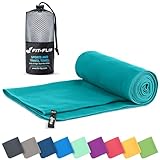 Fit-Flip Mikrofaser Handtuch - kompakte Microfaser Handtücher - ideal als Sporthandtuch, Reisehandtuch, Strandtuch - schnelltrocknend und leicht - Badetuch groß (100x200cm, Petrol)