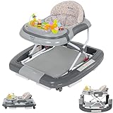 ib style 5in1 Lauflernhilfe, Gehfrei, Schaukelfunktion mit Licht & Melodie, Laufhilfe für Baby ab 6 Monate, Little World, Grau