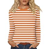 Langarmshirt Damen Freizeit Unterziehshirt Damen Thermoshirt Damen Kleidung Damen Women Tank Top Damen Y2K Strickmantel Lang Damen Yoga Kleidung Damen Glitzer Shirt Blau-Weiß Orange XL