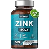 Zink Tabletten Hochdosiert | 365 Vegane Tabletten - Bis Zu 1 Jahr Vorrat | Zinc Supplement | Immunsystem Booster für Männer und Frauen | von Horbaach