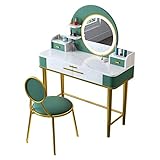 Schminktisch-Set mit 3 Modi, beleuchtetem Spiegelkissen, Hocker, Schminktisch, Schminktisch, Schminktisch mit Schublade, Aufbewahrungsregale für Damen, Kommode, Schreibtischmöbel für Schlafzimmer