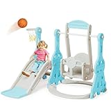 Arkyomi rutsche Indoor ab 1 2 3 4 5 Jahr,kinderrutsche mit schaukel Indoor Outdoor,Baby rutsche kinderzimmer,babyrutsche step2 gartenrutsche für Kleinkind Blue 2