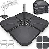 tillvex Sonnenschirmständer 60 Liter / 80 kg – 4-teilig für Ampelschirm inkl. Metallverbinder | Schirmgewicht befüllbar mit Wasser oder Sand | Schirmständer Ampelschirmständer wetterfest